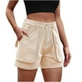 thumbnail image 1 of Qonioi Shorts for Women, Jean Shorts Womens Cargo Shorts High Waisted Shorts Women Three-dimensional Pocket Elastic Waist Denim Overalls Summer Shorts Workout Shorts Pants Return Pallets #4, 1 of 3