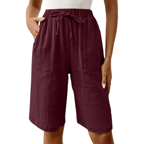 Shorts for Women Pull On Lounge Shorts Casual Hiking Clubbing Festival Casual Summer Shorts For Everyday Wear Solid Color Five Point Design For Comfort And Style