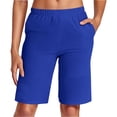 thumbnail image 1 of Shorts for Women Stretchy Bermuda Shorts Summer Travel Festival Styles Women's Casual Stretch Waist Shorts For Summer Comfortable Wear Elastic Waistband With Pockets Basic Solid Color Shorts, 1 of 6