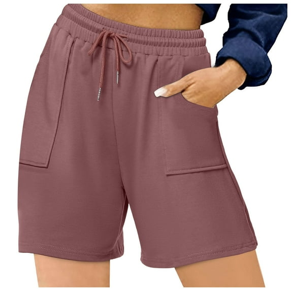 Shorts for Women Trendy, Compression Shorts for Women,High Waist Women's Shorts Sports Athletic Trousers Lightweight Summer Shorty with Pockets and Drawstring for Gym Running and Casual Wear