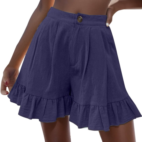 Shorts For Women Trendy Solid Color Summer Wear Wide Leg Loose Versatile Practical Comfortable Breathable Gathering Vacation Workouts Leisure Short Pants