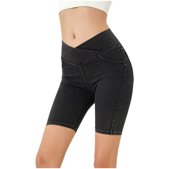 Shorts for Women Trendy, Sports Shorts for Women,Women's Active High Waisted Shorts Comfortable Denim Fitness Cycling Pants with Pockets for Sports and Casual Wear