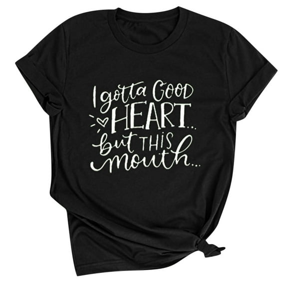 Shorts Womens Clearance Women's Casual Loose Round Neck Shorts Sleeve Letter Print Top Blouse T-shirt