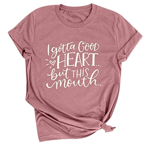 Shorts Womens Clearance Women's Casual Loose Round Neck Shorts Sleeve Letter Print Top Blouse T-shirt