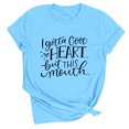 thumbnail image 1 of Shorts Womens Clearance Women's Casual Loose Round Neck Shorts Sleeve Letter Print Top Blouse T-shirt, 1 of 3