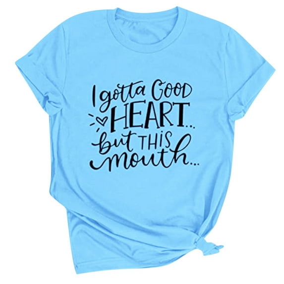 Shorts Womens Clearance Women's Casual Loose Round Neck Shorts Sleeve Letter Print Top Blouse T-shirt