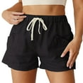 thumbnail image 1 of Shorts Womens Clearance Women's Casual Summer Solid Color High Waist Lace-Up Pockets Women's Three-Part Shorts, 1 of 7