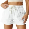 thumbnail image 1 of Shorts Womens Clearance Women's Casual Summer Solid Color High Waist Lace-Up Pockets Women's Three-Part Shorts, 1 of 7