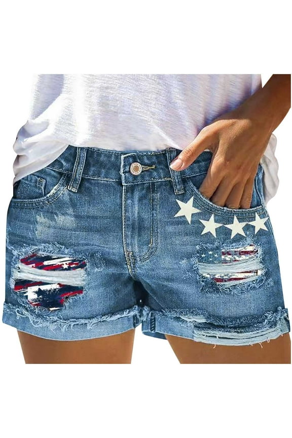 Shorts Womens Clearance Women's Denim Button Zipper Short Summer Mid Waist Pockets Jean Shorts