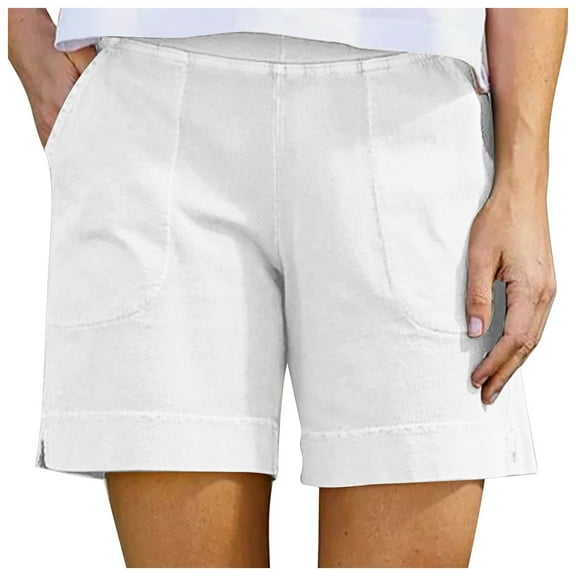 Shorts Womens Clearance Women's Summer Solid Cotton Women's Pocket Casual Shorts
