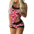 thumbnail image 1 of Shorts Womens Clearance Womens Sexy Printing Lace Sling Sleeveless Tank Tops Splicing Shorts Casual Set, 1 of 6
