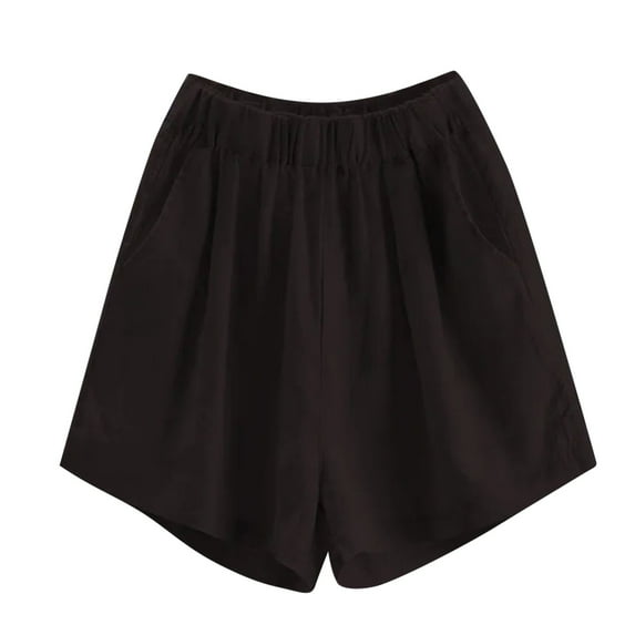 Shorts Womens Clearance Womens Summer Solid Color Leisure Pocket Pants Casual Elastic Waist Cotton and Linen Everything Goes Together Shorts Pants