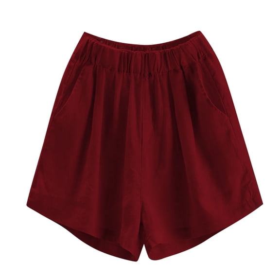 Shorts Womens Clearance Womens Summer Solid Color Leisure Pocket Pants Casual Elastic Waist Cotton and Linen Everything Goes Together Shorts Pants
