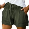 thumbnail image 1 of Shorts Womens Summer Drawstring Cotton Elastic High Waist Solid Color Casual Ladies Shorts with Pockets Multicolor S, 1 of 7