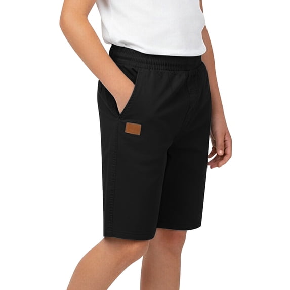 Shorts for Boys Sport 5 Inch Casual Solid Color Soft Breathable Lightweight Stretchy Children Black Shorts Size 9-10 Y