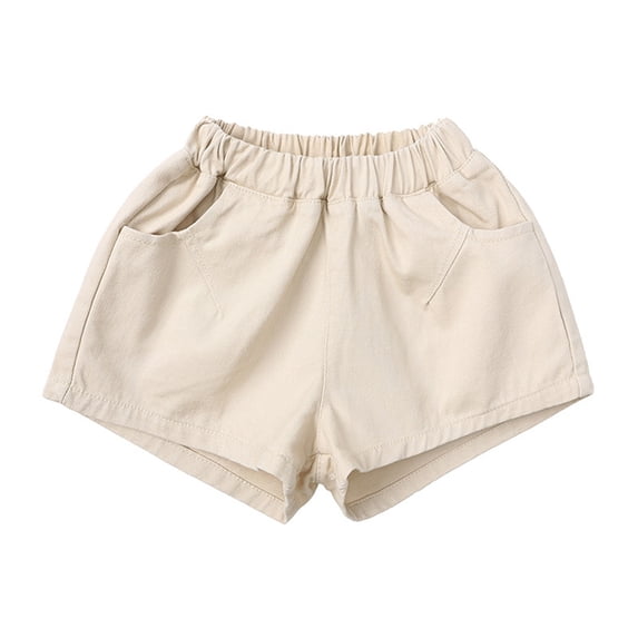 Shorts for Girls Loose Fit Beige Shorts Elastic Girls Summer Clothes 2-3 Years