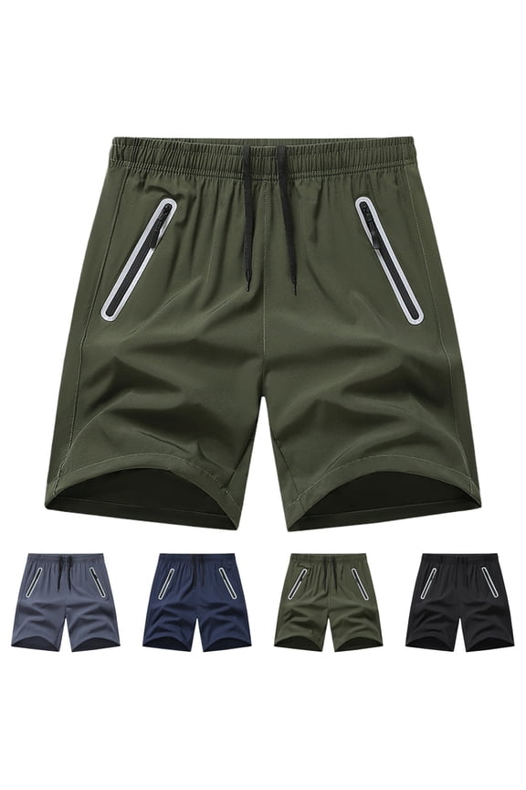 Shorts for Men Athletic Shorts Men's Cargo Shorts Summer Men's Casual And Fashionable Solid Color Drawstring Elastic Waist Shorts Green L