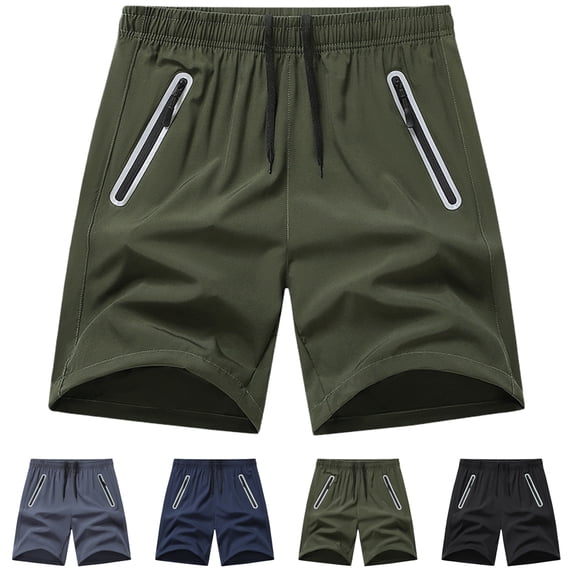 Shorts for Men Athletic Shorts Men's Cargo Shorts Summer Men's Casual And Fashionable Solid Color Drawstring Elastic Waist Shorts Green M
