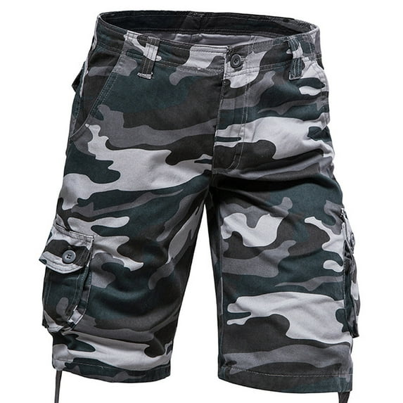 ZKCCNUK Shorts for Men Camouflage Work Shorts Mid-waist Multi-pocket Five-piece Pants Casual Pants Sports Pants Shorts Pants S-2XL