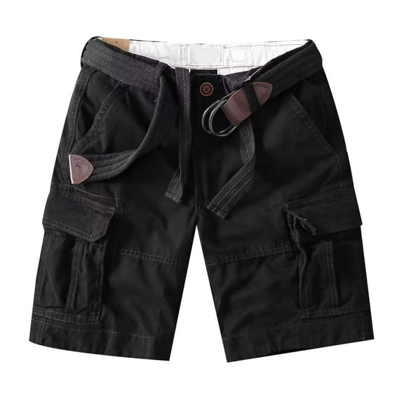 Shorts for Men Cargo Summer Loose Straight Leg Casual Retro Heavy Wash Pocket Quarter Black Short Pants