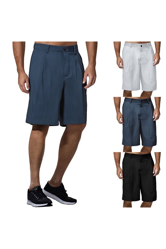 Shorts for Men Casual Lightweight Solid Color Summer Short Pants with Zipper Pockets for Security White XXXL