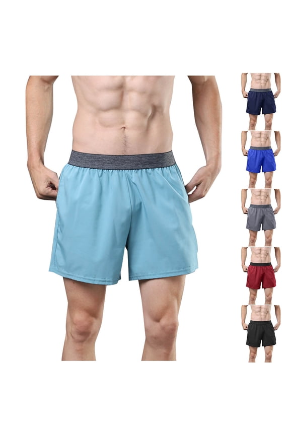 Shorts for Men Casual Mens Golf Shorts Man Solid-Color Casual Sports Breathable Running Training Pocket Shorts Gray M