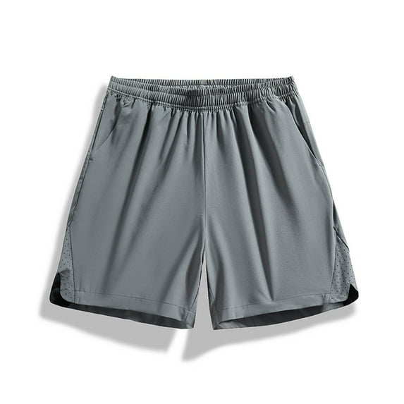 Shorts for Men Elastic-Waist Drawstring Solid-Color Loose Casual Pocket Short Dark Gray S