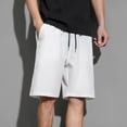 thumbnail image 1 of Shorts for Men Elastic Waist Drawstring Solid Color Sports Fitness Training Breathable Shorts Pockets Cropped Pants White S, 1 of 6