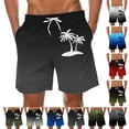 thumbnail image 1 of Shorts for Men Gradient Coconut Tree Print Beach Shorts with Pockets Elastic Waist Drawstring Summer Casual, S-5XL, 1 of 5