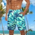 thumbnail image 1 of Shorts for Men Hawaiian Print Pockets Casual Elastic Waist Drawstring Beach Shorts Mint Green M, 1 of 5