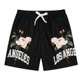 thumbnail image 1 of Shorts for Men Letter Graphic Track Shorts Drawstring Waist Summer Workout Shorts Black M, 1 of 6