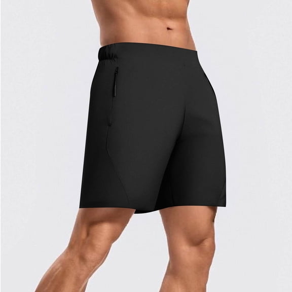 Shorts for Men Men Casual Fashion Loose Solid-Color Sports Commuting Zipper Pocket Elastic-Waist Half Shorts Pants Black XXL