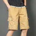 thumbnail image 1 of Shorts for Men Multi-Pocket Button-Front Zipper Outdoor Shorts Cargo Bermuda Shorts Khaki XXL, 1 of 6