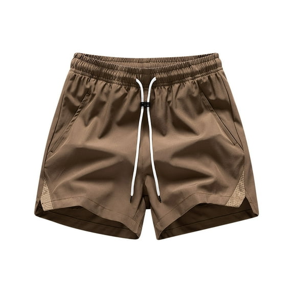 Shorts for Men Solid Color Ice Silk Breathable Outdoor Casual Sports Shorts Coffee XL