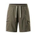 thumbnail image 1 of Shorts for Men Solid Color Loose Fit Straight-Leg Cargo Shorts Army Green M, 1 of 6