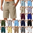 thumbnail image 1 of Shorts for Men Summer Casual Shorts Solid Color Mens Shorts Elastic Waist Mens Shorts Athletic Lightweight Shorts with Pocket, Beige-XL, 1 of 7