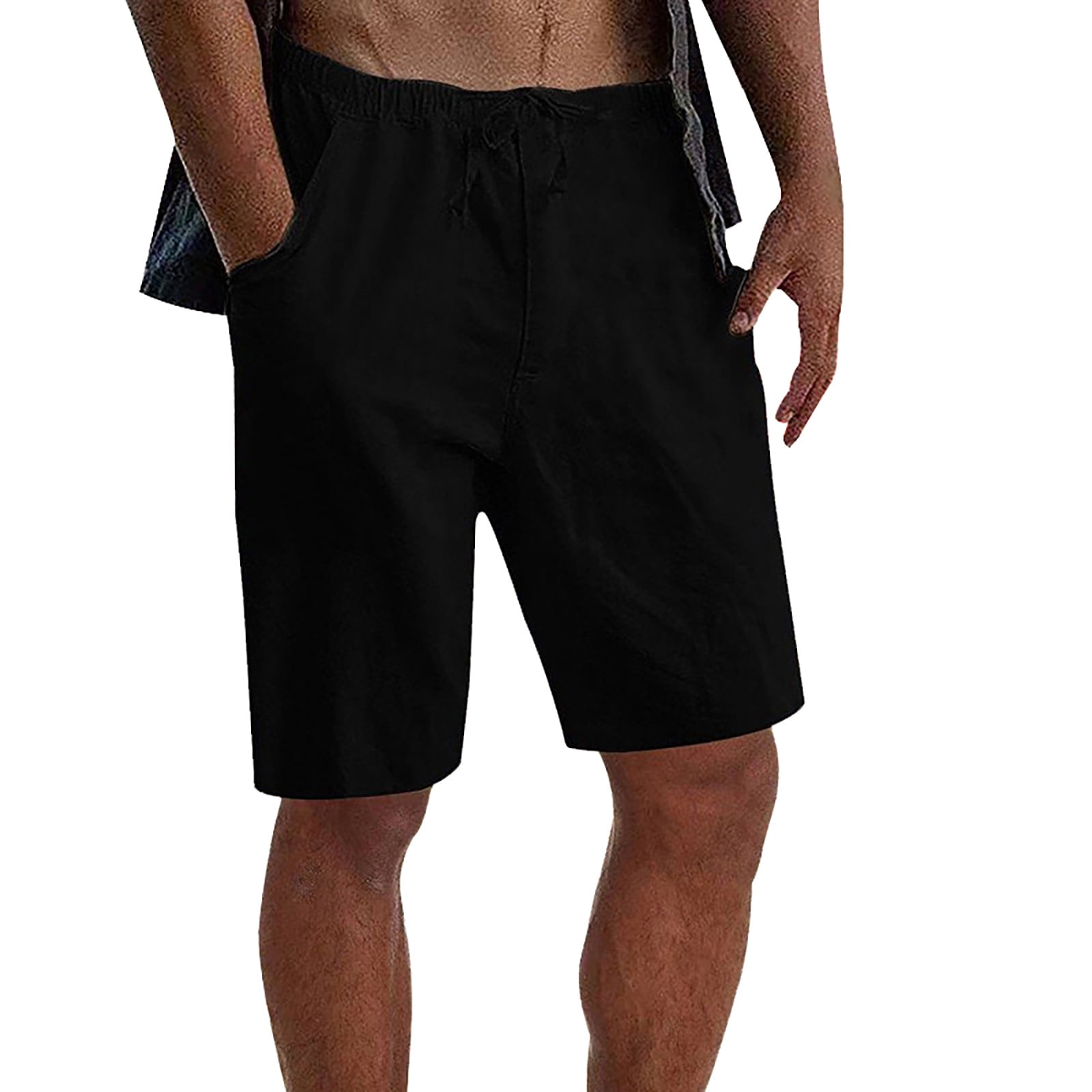 Shorts for Men Summer Solid Color Drawstring Trouser Pocket Lightweight  Short Inseam Running Gym Elastic High Waisted Shorts with Pockets