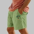 thumbnail image 1 of Shorts for Men Washed Crinkle Palm Tree Print Elastic Waist Straight-Leg Beach Shorts Green M, 1 of 4