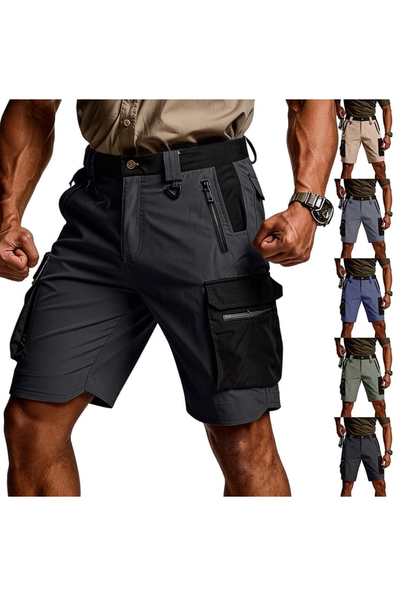 Shorts for Men Waterproof Ripstop Cargo Shorts with Multi Pockets Outdoor Camping Hiking Clothes, S
