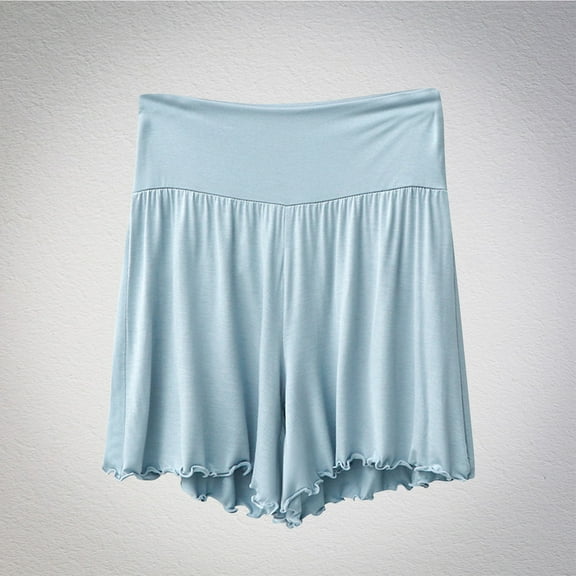 uublik Shorts for Plus Size Women Flowy Summer Shorts Wide Leg Shorts Women Light Blue M