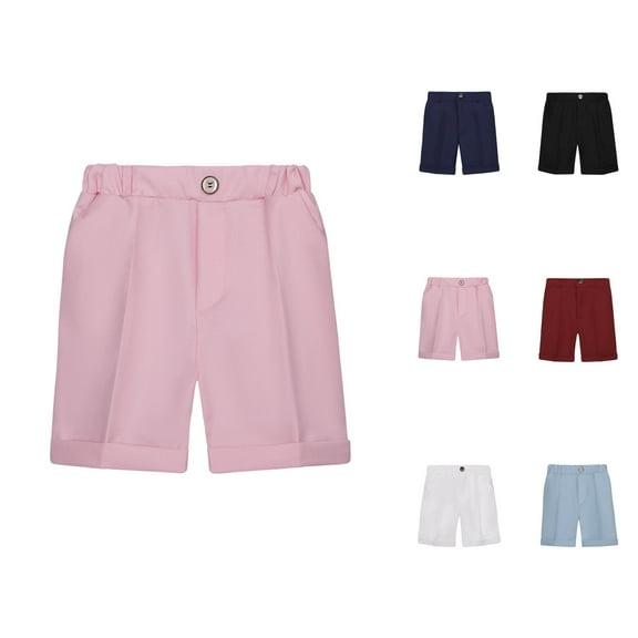 Shorts for Teens Boys Casual Shorts Toddler Boys' Loose Fit Casual Shorts Breathable Solid Color Pleated And Rolled Suit Pants For Outdoor