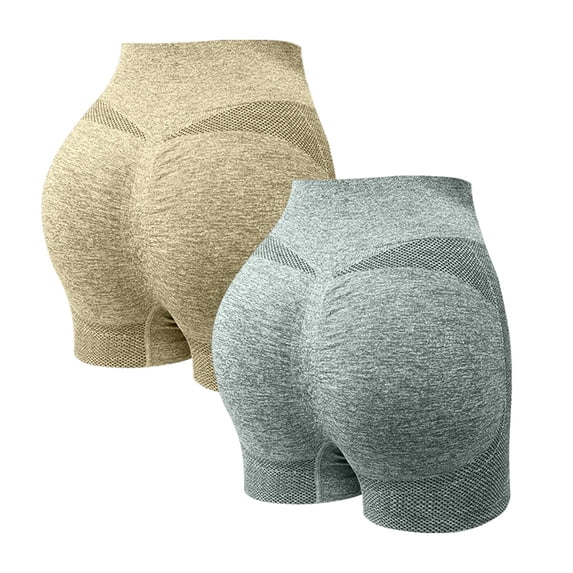 Shorts for Women, 2 Pack Biker Shorts Women Tummy Control Shapewear Yoga Shorts Booty Butt Lifting Breathable Workout Running Pants