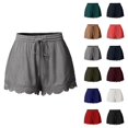 thumbnail image 1 of Shorts for Women 2026 Summer Casual Lightweight Elastic Waist Lace Hem Dressy Shorts Beachwear, 1 of 4