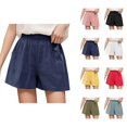 thumbnail image 1 of Shorts for Women 2026 Summer Cotton Linen Elastic Waist Lightweight Wide Leg Relaxed Fit Casual Shorts with Pockets, 1 of 6