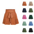 thumbnail image 1 of Shorts for Women 2026 Summer Elastic High Waist Adjustable Tie Knot Wide Leg Relaxed Fit Cute Beach Shorts, 1 of 5