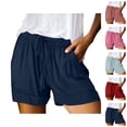 thumbnail image 1 of Shorts for Women 2026 Summer Elastic High Waist Drawstring Relaxed Fit Casual Shorts with Pockets, 1 of 6