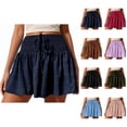thumbnail image 1 of Shorts for Women 2026 Summer Elastic High Waist Drawstring Smocked Wide Leg Flowy Casual Beach Shorts, 1 of 8