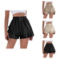 thumbnail image 1 of Shorts for Women 2026 Summer Elastic High Waist Ruffle Hem Flowy Boho Casual Beach Cover Up Shorts Skorts, 1 of 5