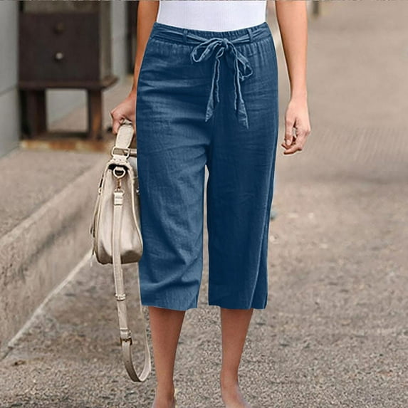 Shorts for Women Aoujea Summer Plus Size Women's Summer Casual With Pockets Drawstring Solid Ruffles Shorts Pants Gray on Clearance