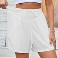 thumbnail image 1 of Shorts for Women Athletic Elastic Waist Drawstring Summer Solid Color Side Pocket Shorts, 1 of 6